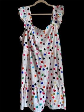 SHEIN White Mini Dress with Multicolor Polka Dots